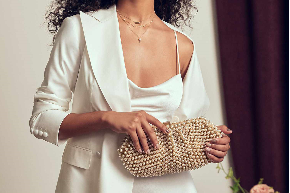 Why Buy The Fashionable Pearl And Crystal-Embellished Tote